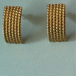 Monet Gold Tone Textured Half Hoop Pierced Earrings